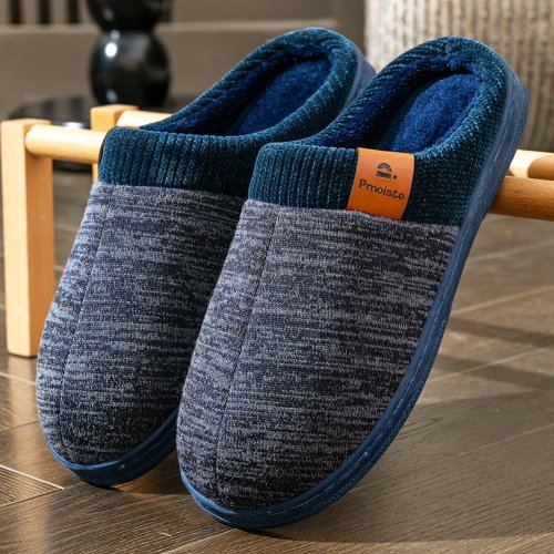 Immagine di Pantofole Invernali da Uomo in TPR Antiscivolo con Memory Foam, Calde e Morbide, Cuscino Interno, Design Patchwork, Scarpe da Interno Casual