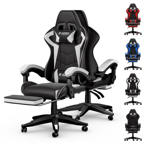 Silla Gamer Ergonómica con Reposapiés y Apoyo Lumbar