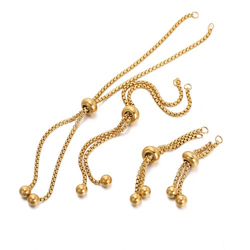 Image of 3-Piece Set of 304 Stainless Steel Adjustable Slide Chains with Ball Ends for DIY Bracelet and Pendant Jewelry Making - Elegant Extender Chain for Crafting
