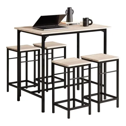 Image de Ensemble Table de Bar 5 Pièces - Style Bistro Élégant
