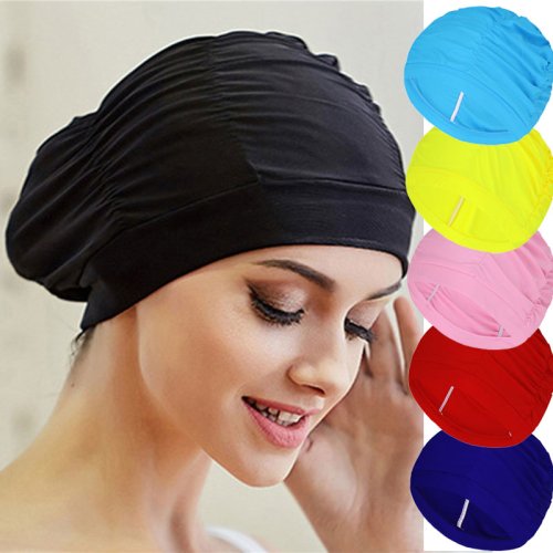 Imagen de Gorro de Natación Unisex para Mujer y Niña, Gorro de Baño para Pelo Largo, Elástico y Transpirable, Talla Única, Ideal para Piscina y Deportes Acuáticos