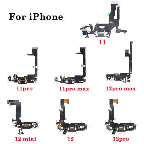 Afbeelding van 1 stks USB Opladen Lader Poort Flex Kabel Voor iPhone 11 12 pro Max mini Dock Charger Connector Met Microfoon flex Vervanging