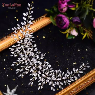 Image de Serre-tête de Mariage en Cristal Strass Argent Doré