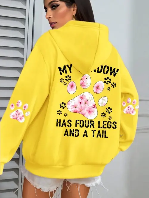 Image de Sweat à Capuche Femme Imprimé Patte de Chat Mignon