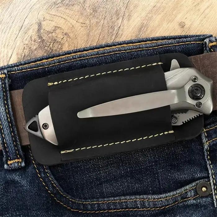 Image de Gaine Tactique en Cuir EDC pour Couteau Pliant