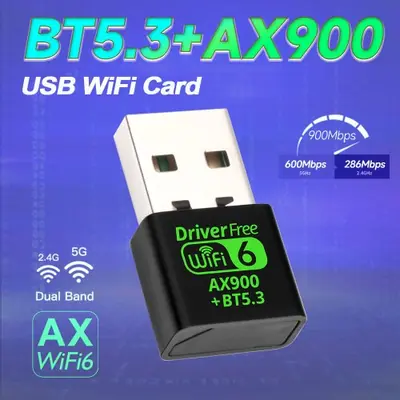 Image de Adaptateur WiFi 6 & Bluetooth 5.3 USB 2-en-1