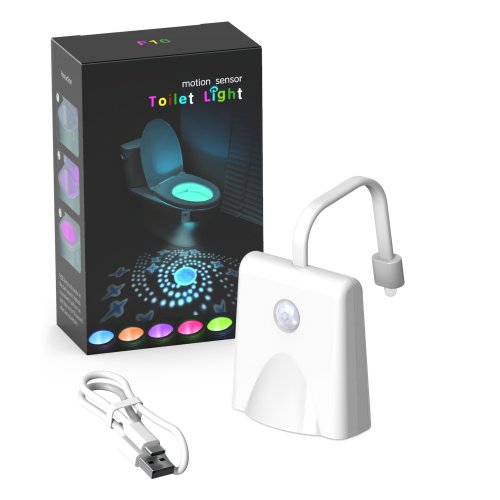 Imagen de Luces nocturnas para inodoro, luz para inodoro activada por movimiento, decoración de baño que cambi...