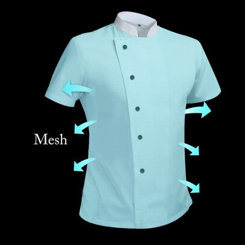 Immagine di Giacca da Cucina Unisex in Tinta Unità per Ristoranti Occidentali – Uniforme da Cuoco Traspirante Bianco e Nero, Completo Estivo 360° per Hotel e Professionisti della Cucina