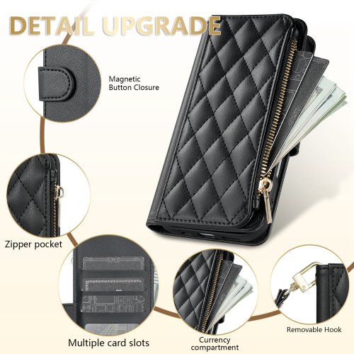 Imagen de Cartera pequeña fragancia cremallera ranura para tarjetas Funda de cuero con tapa magnética para Sam...