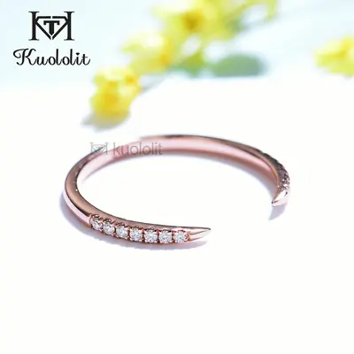 Image de Bague de Fiançailles en Or Rose avec Diamant Solitaire