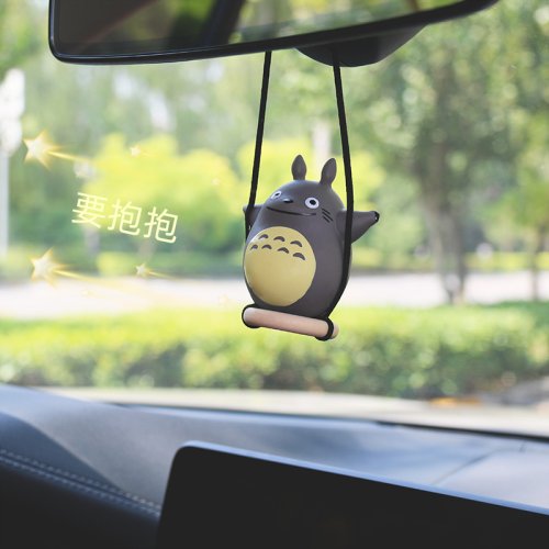 Image of Cross Border Car Totoro Pendant - Creative Rearview Mirror Decoration for Car Interior, Safety Blessing Charm with Adorable Design