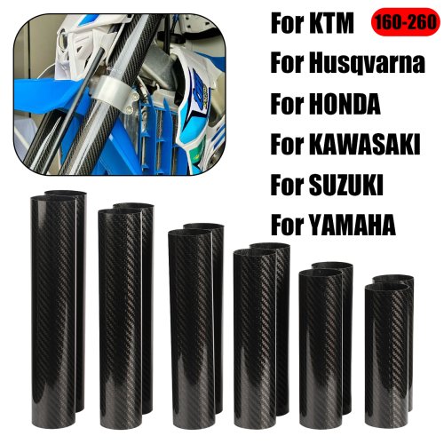 Image of Carbon Fiber Front Fork Protectors 160-260mm for KTM, Honda, Yamaha, Kawasaki, Suzuki Enduro & Motocross Bikes