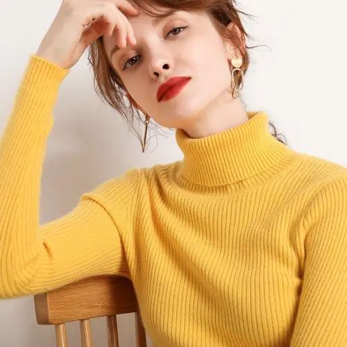 Image de Pull Col Roulé Cachemire Femme - Élégant & Chaud