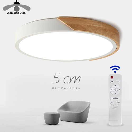 Image of LED Surface Mount Ceiling Light Modern Ultra Thin Lighting Wood Lamp Fixture  Living Room Home Decor Balcony Remote Control