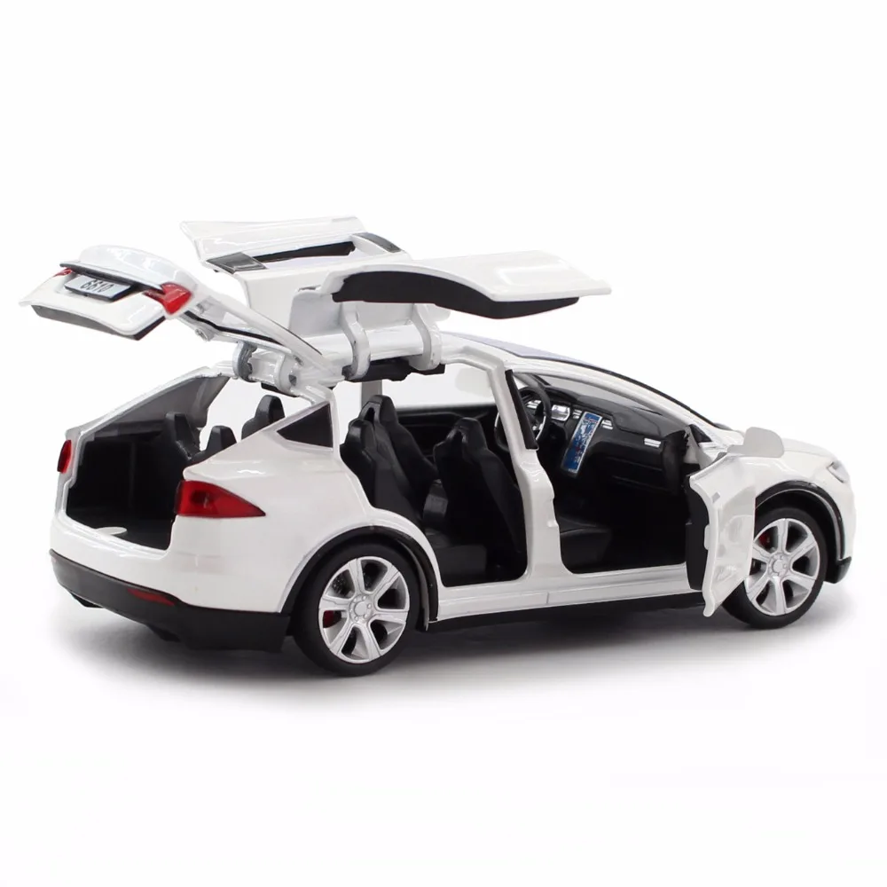 Zdjęcie High Simulation 1:32 Tesla MODEL X 90 Alloy Car Model Diecasts Toy Vehicles Toy Cars Boy Toys Pull Back Flashing Sound Kid Gifts