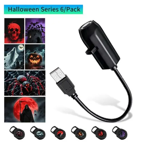 Image de Veilleuse Projecteur LED Citrouille Halloween & Lune