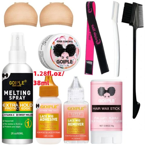Imagen de Kit Completo de Cuidado para Pelucas de Encaje: Spray de Unión, Pegamento, Removedor y Cera para Control de Bordes