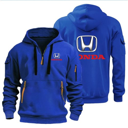 Afbeelding van Herfst en Winter Heren Honda Logo Bedrukte Casual Hoodie Sportkleding Fleece Warme Jas Set Shirt Outdoor Racefankleding
