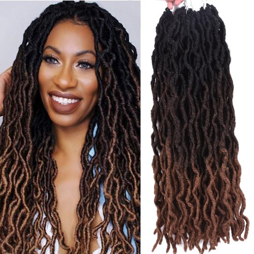 Image of Goddess Nu Locs Soft Curly Faux Locs Crochet Hair Braids 18inch Synthetic Ombre Braiding Hair Extensions Pre Loop
