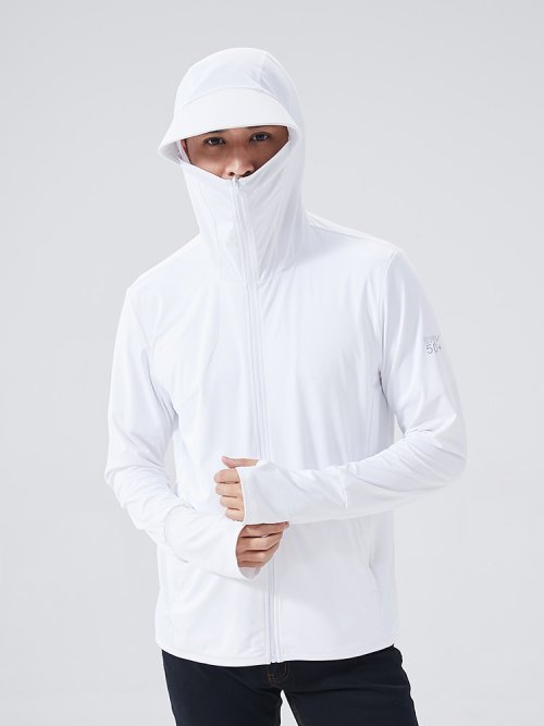 Image of Men's UPF 50 Sun Protection Hooded Windbreaker Jacket – Lightweight, Breathable, and UV-Blocking Sportswear for Outdoor Activities