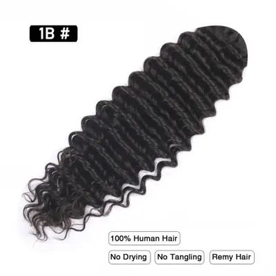 Image de Extensions cheveux humains ondulés profonds Remy pour tresses au crochet