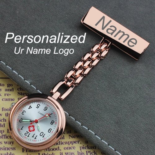 Image of Personalized Medical Pocket Watch with Engraved Name & Logo – Doctor, Nurse, Healthcare Professional Fob Watch with Stethoscope Clip