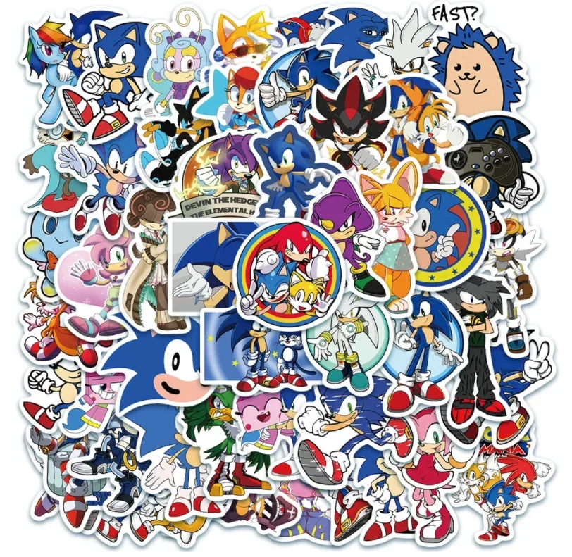 Immagine di Adesivi Anime Sonic per Bambini - Stickers Divertenti per Bagagli, Chitarre e Skateboard