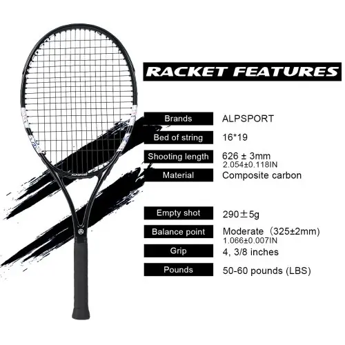 Image de Raquette de Tennis Pro Ultra Légère 280g - Fibre de Carbone