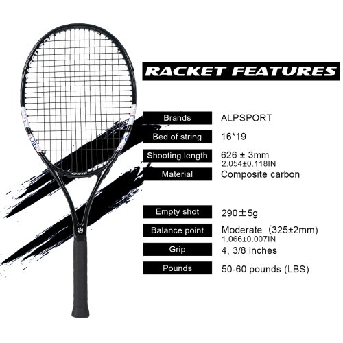 Image de Raquette de Tennis Pro Ultra Légère 280g - Fibre de Carbone