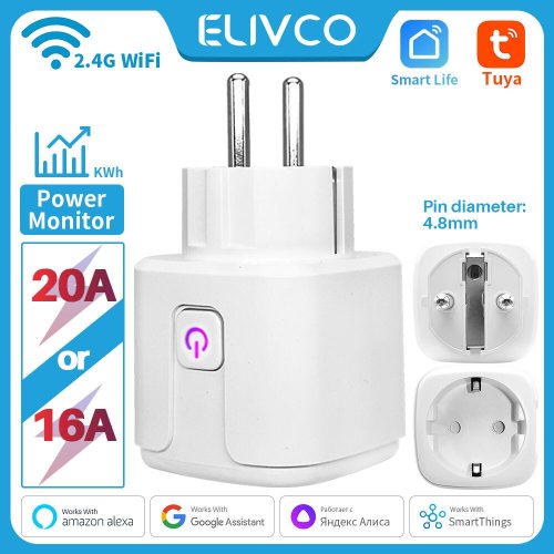 Bild von Tuya Smart Plug WiFi EU 16A/20A – Intelligente Steckdose mit Energieverbrauchsmessung, Timerfunktion und Sprachsteuerung für Alexa, Google Home, Yandex & SmartThings