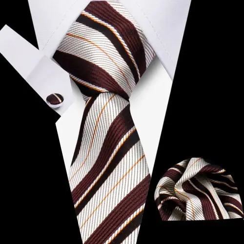Image de Ensemble Cravate Homme Élégant - Boutons de Manchette & Mouchoir
