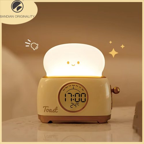 Immagine di Sveglia per Bambini con Luce Notturna LED, Orologio Digitale con Display della Temperatura, Lampada da Comodino per Camera da Letto, Design Carino e Sicuro per il Sonno dei Piccoli