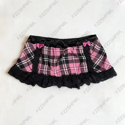 Image de Jupe Mini Harajuku Y2K à Rayures - Style 90s