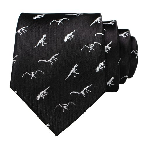 Image of Elegant Men's Silk Jacquard Necktie Featuring Dinosaur, Snail, Fox, and Flamingo Designs – Perfect for Fashionable Parties, Weddings, and Formal Events