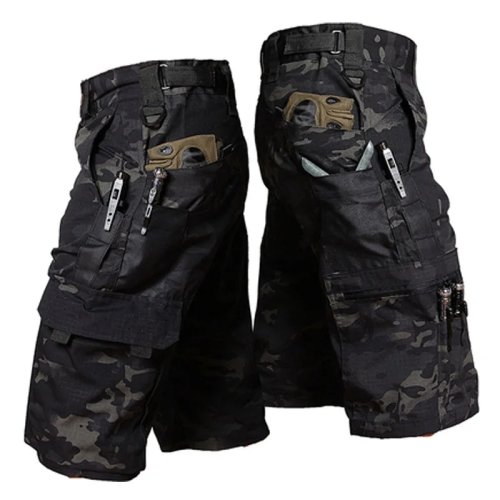 Bild von Tarnshorts Herren Sommer – Schnelltrocknende Outdoor-Shorts mit Mehreren Taschen, Militär-Stil, Ideal für Wandern, Angeln und Freizeit