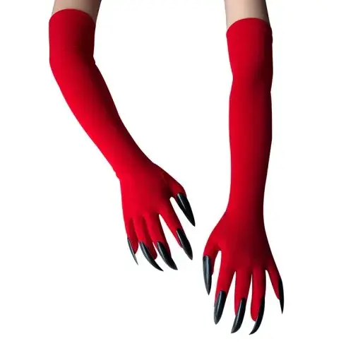 Image de Gants Griffes Fantôme Noir Halloween - 43 cm