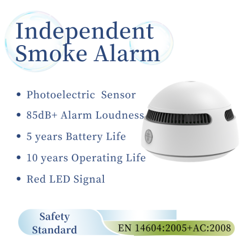 Immagine di Rilevatore di Fumo Antincendio con Batteria da 10 Anni – Allarme Indipendente per Sicurezza Domestica, 85 dB, Sensore di Fumo Automatico e Sicuro