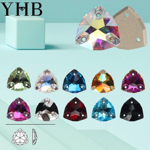 Image of Premium Natural Siam Crystal AB Flatback Rhinestones for Sewing – High-Quality Trilliant Cut Glass Stones for Garments, Bags, and Craft Projects
