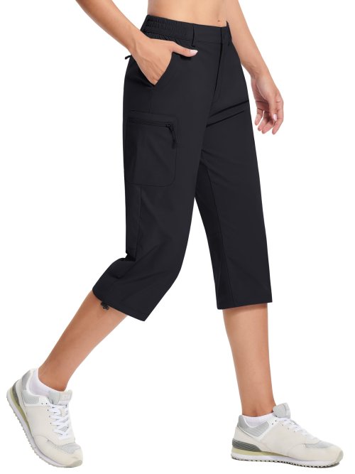 Imagen de TACVASEN Pantalones de Nylon de Rodilla para Secado Rápido Mujer Verano Senderismo Casual Cargo Shorts Livianos Impermeables 5 Bolsillos