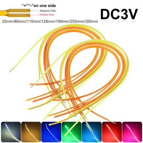 Image of Flexible COB LED Filament Strip Light - 3V DC, Free Cut, Retro Edison Style, 25mm, 80mm, 110mm, 300mm for Lamp Replacement and Decorative Lighting