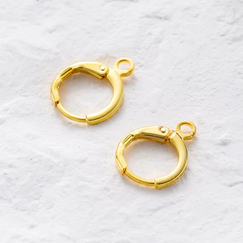 Imagen de 10 Cierres de Pendientes Redondos Franceses Chapados en Oro 14K y 18K con Ganchos de Ajuste para Oreja, Alambre para Joyería DIY - Accesorios para Fabricación de Pendientes