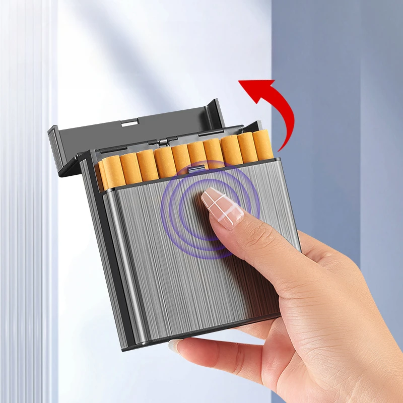 Afbeelding van Automatische Sigarettenkoker met Grote Capaciteit – Draagbare Zakopbergdoos voor 40 Sigaretten, Antidruk Design en Flip Cover voor Gemakkelijk Gebruik
