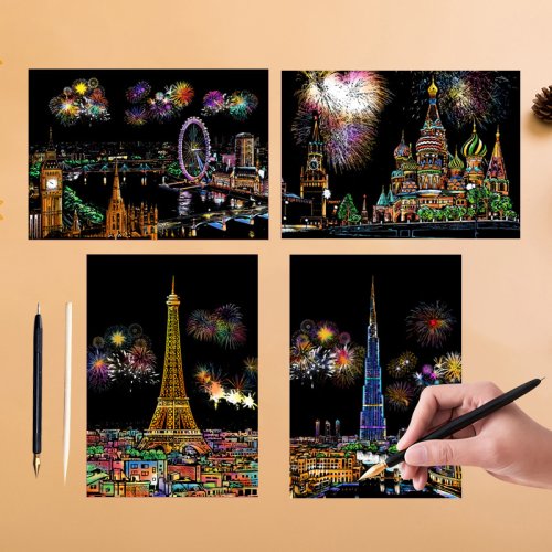 Afbeelding van Scratch Art Set voor Kinderen & Volwassenen – Glow-in-the-Dark Dieren Tekenen