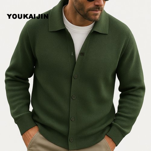 Bild von Herren Strickjacke Slim Fit – Harajuku Patchwork Pullover, Gestrickter Oberbekleidung Mantel, Casual Herbst Streetwear für Männer