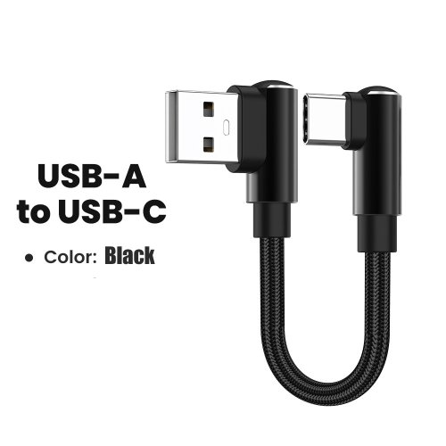 Zdjęcie Krótki Kabel USB-A do USB-C z Kolankiem 90° – Szybkie Ładowanie i Transmisja Danych