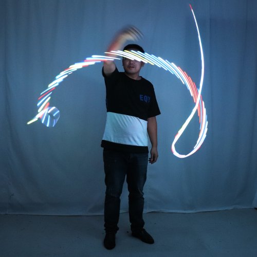 Image of LED Rhythmic Gymnastics Ribbon Colorful Luminous Gym Ribbons Dance Rgb Glow Led Poi Ribbon For Belly Dance Hand Props