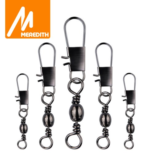 Image of 50-Piece Stainless Steel Fishing Swivel Connector Set with Rolling Ball Bearings, Snap Hooks, and Lure Attachments for Enhanced Tackle Performance