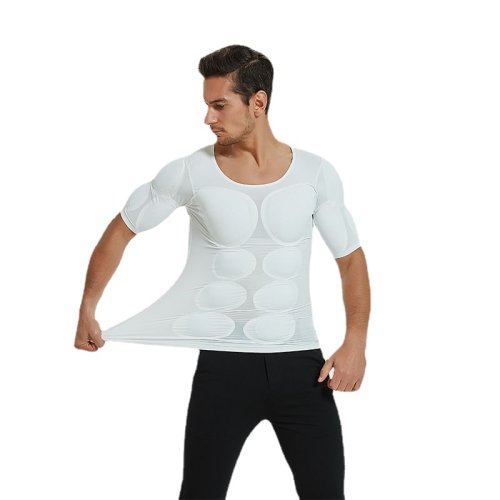Bild von Männer Body Shaper Gefälschte Muskel Enhancer ABS Unsichtbare Pads Top Cosplay Brust Shirts Weichen Schutz Fitness Muskel Unterhemd