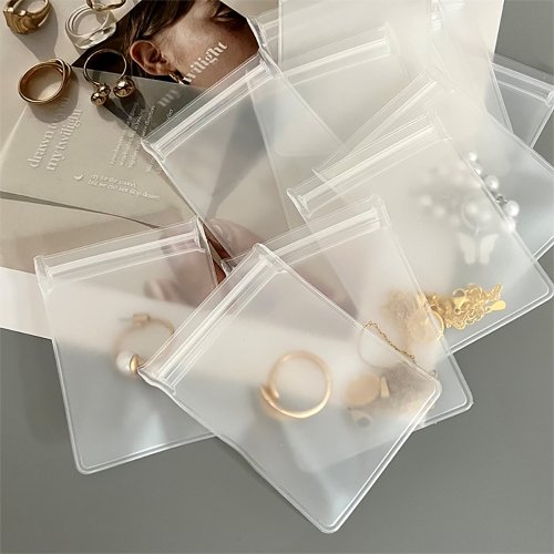 Imagen de Bolsas de embalaje de joyería EVA transparente esmerilado, 10 Uds., 8x8cm, cremallera Ziplock, pequeñas pendientes sellados, almacenamiento de anillos, bolsas reutilizables