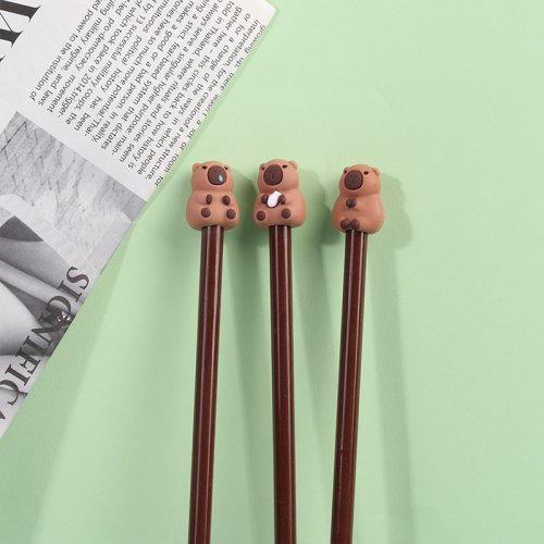 Immagine di 10 pezzi carino capibara matita tappo penna in silicone topper coperture per bambini carino matita estensore materiale scolastico di cancelleria